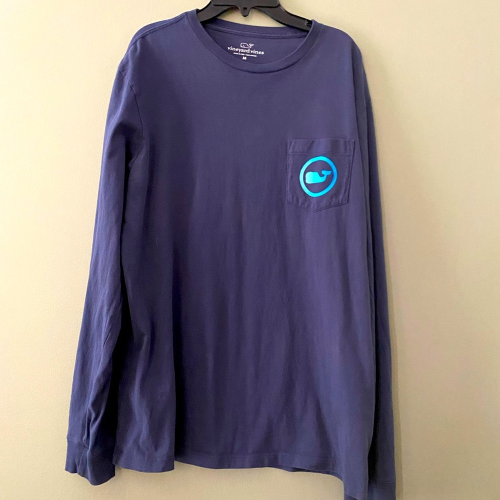 🐳Vineyard Vines Men's Size M Garment Dyed Logo Box Long Sleeve Pocket Tee🐳